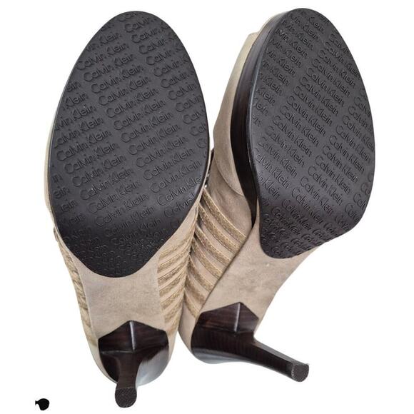 Calvin Klein Leather Cage Gladiator Stiletto Heel Sandals Suede Snakeskin 9 NWOB - Picture 3 of 7